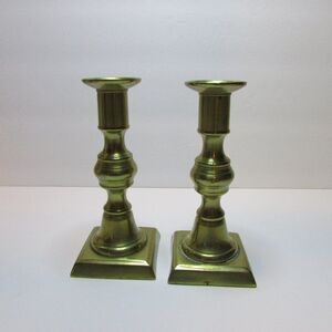 vintage brass push up candle stick holders set of 2